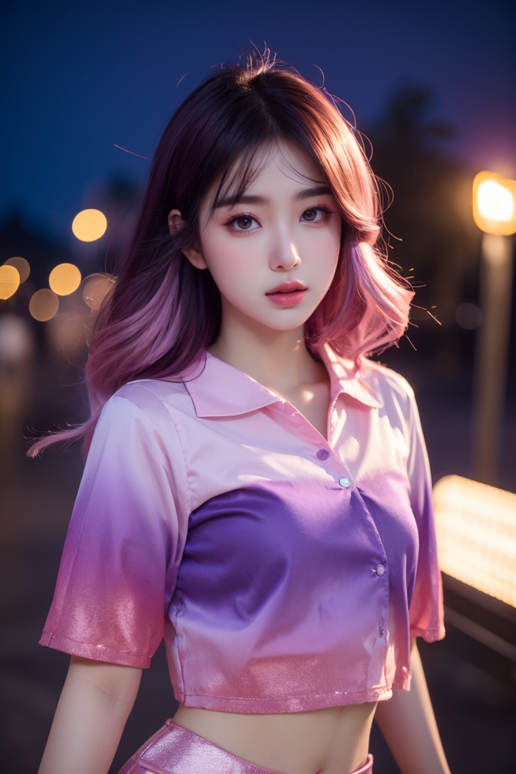 (Masterpiece, Best Picture Quality),none,Girl,(Purple and Pink | Gradient),Light pollution:1.1,