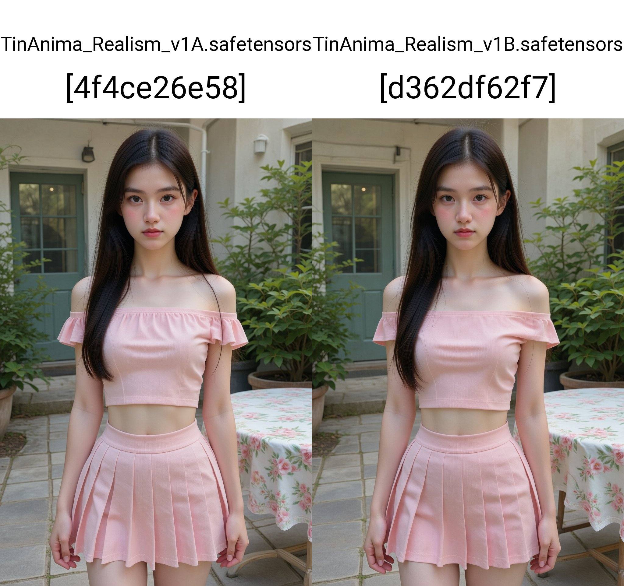 A young East Asian woman with long,  dark hair stands centered in the frame,  facing forward. She has fair skin on Tensor.Art