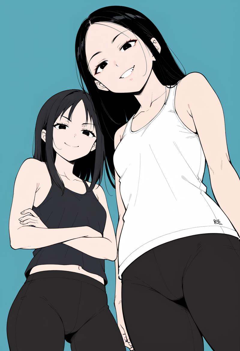 flat color,  2girls,  pale skin on Tensor.Art