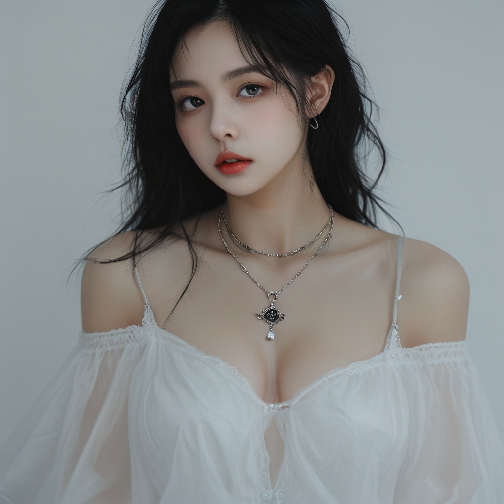anchemixgirlr,1girl,black hair,jewelry,looking at viewer,solo,upper body,