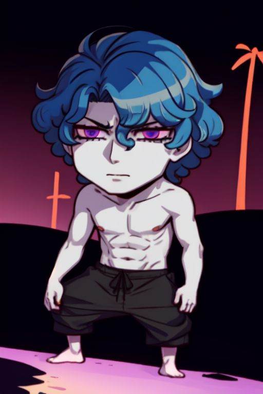 1boy,  anger,  blue hair on Tensor.Art