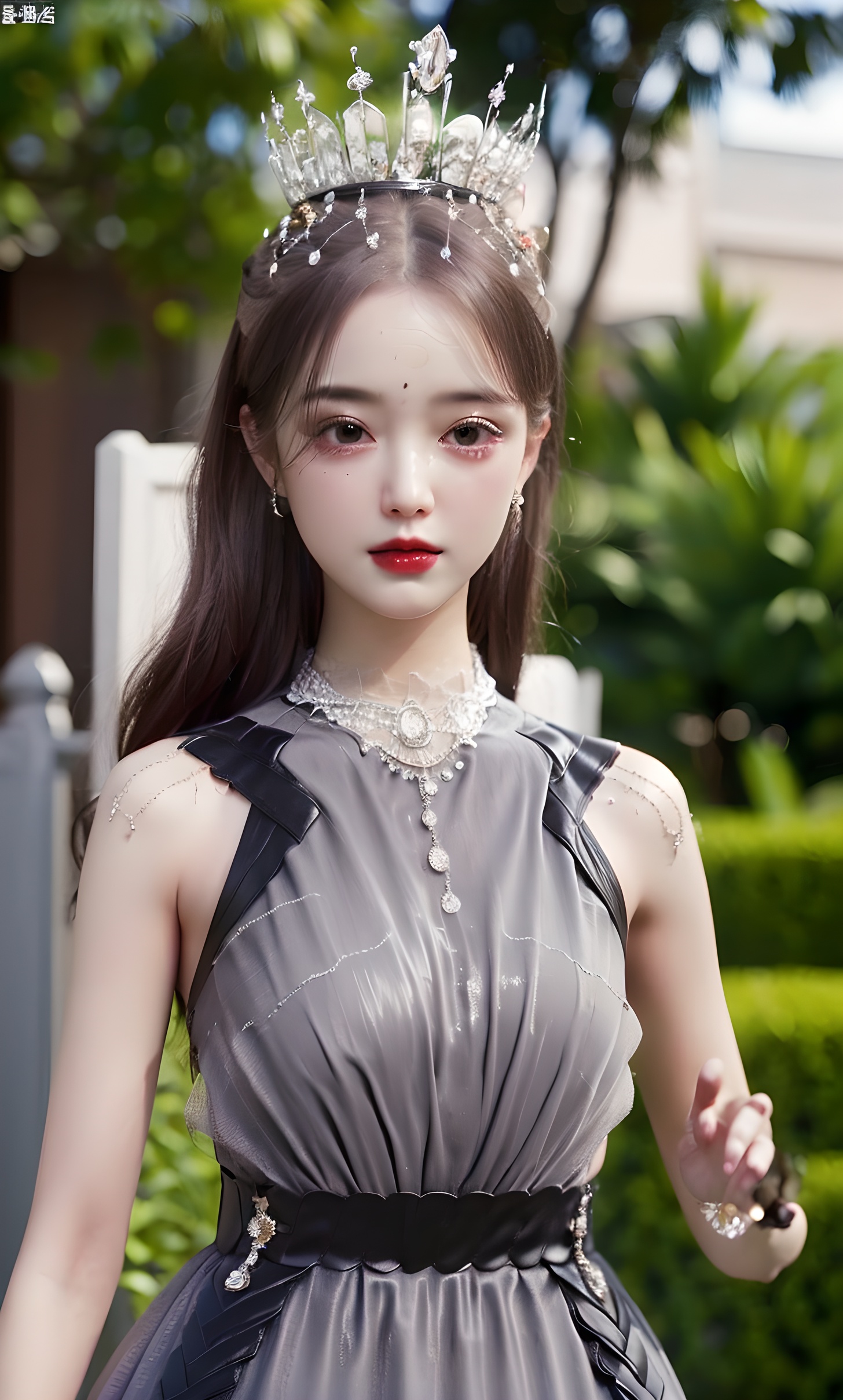 Realistic,Masterpiece,18 - year - old beautiful girl and monster,pearl - like eyes,extremely delicate facial depiction,heavy rain,crazy body movements,exaggerated perspective,poster,androgyny,fashion,dramatic lighting,strong tones,distortion style,32k UHD,chinese girls,(full_body:1.1),phone_screen,hanfu,<lora:以闪亮之名:0.7>,