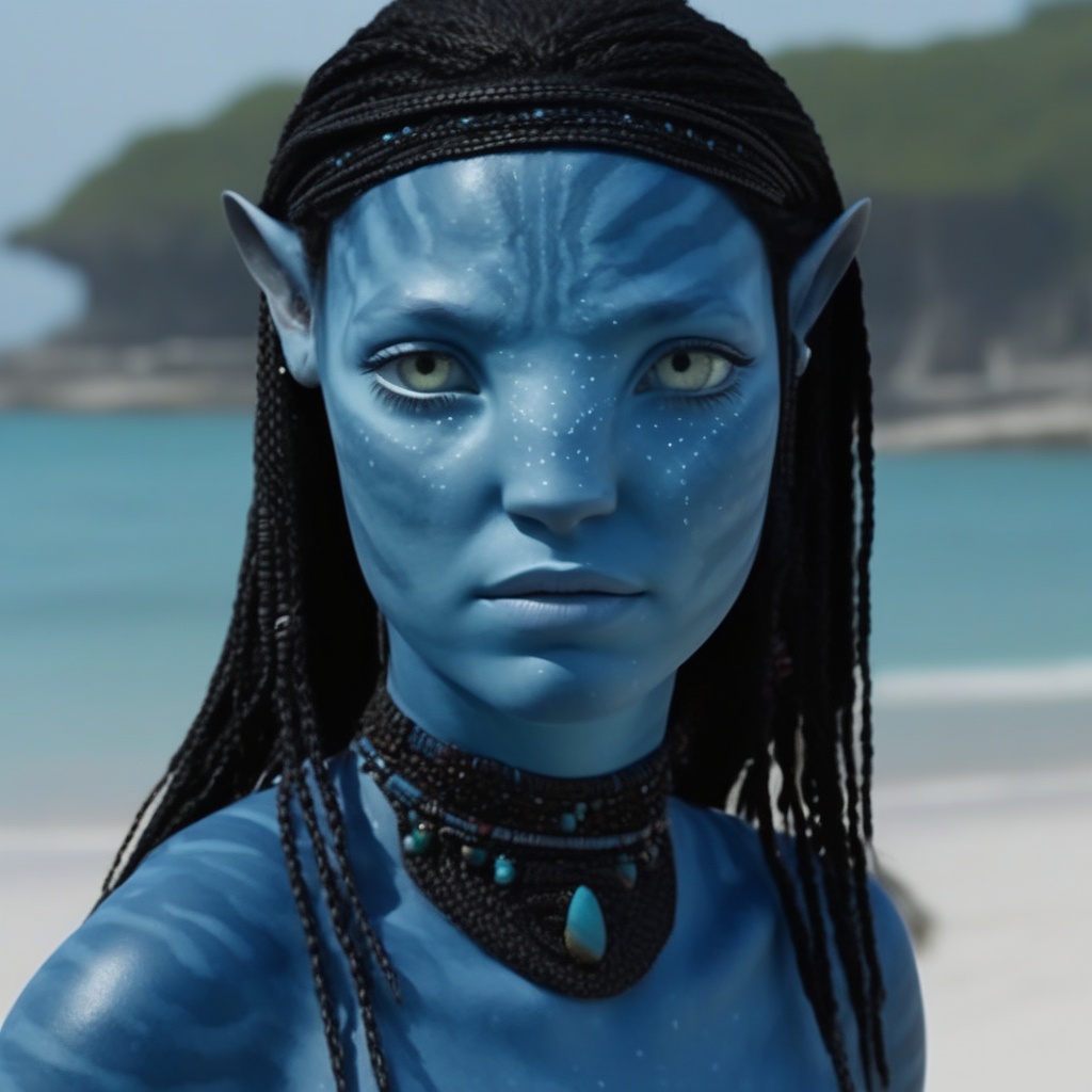 Beautiful na’vi,  blue skin,  freckles on Tensor.Art