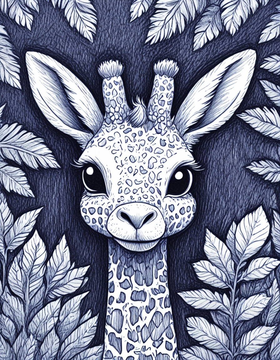novuschroma42 style bunny giraffe ballpoint pen drawing on Tensor.Art