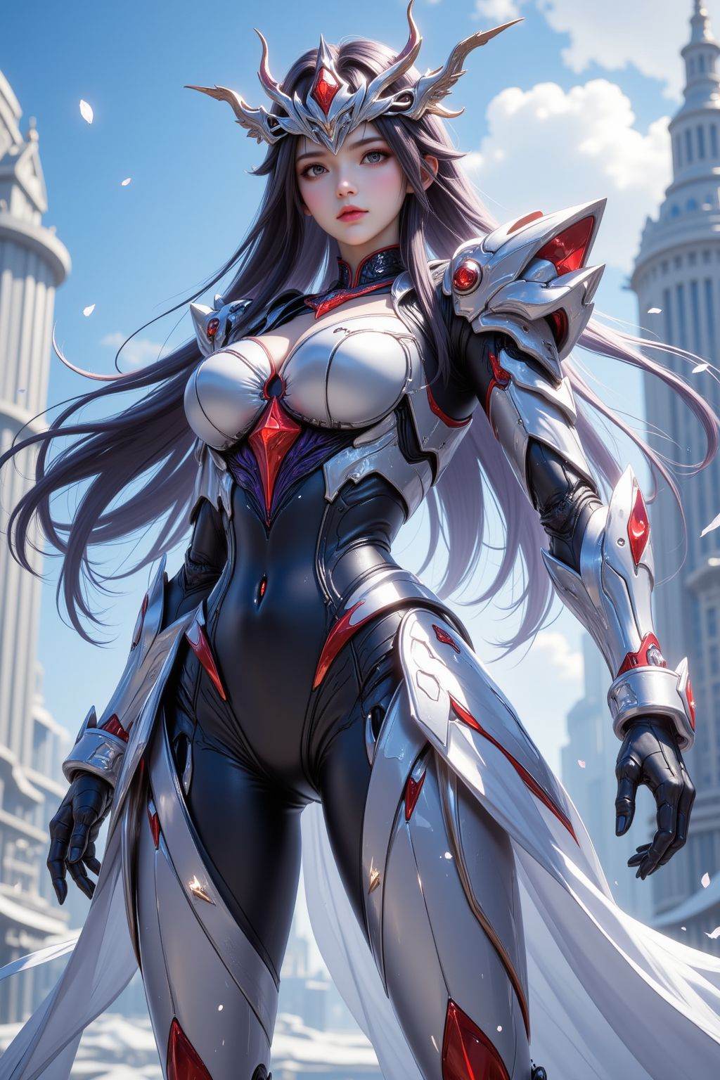 best quality, masterpiece, 1girl, long hair, magic girl, solo, ultra high resolution, mecha, outdoor,