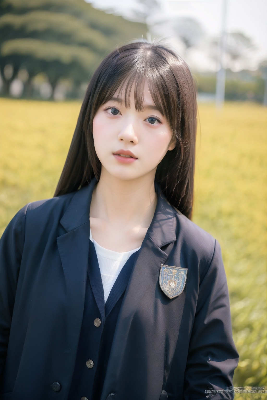 (1girl:1.3), (best quality, masterpiece, ultra high resolution),(photorealistic:1.3), (realistic:1.3), depth of field, (day:1.2), (cinematic lighting:1.2),   university sccer field background, university, football, (PureErosFace_V1:0.8),(ulzzang-6500:0.3),<lora:UniformJKBlack:0.7>