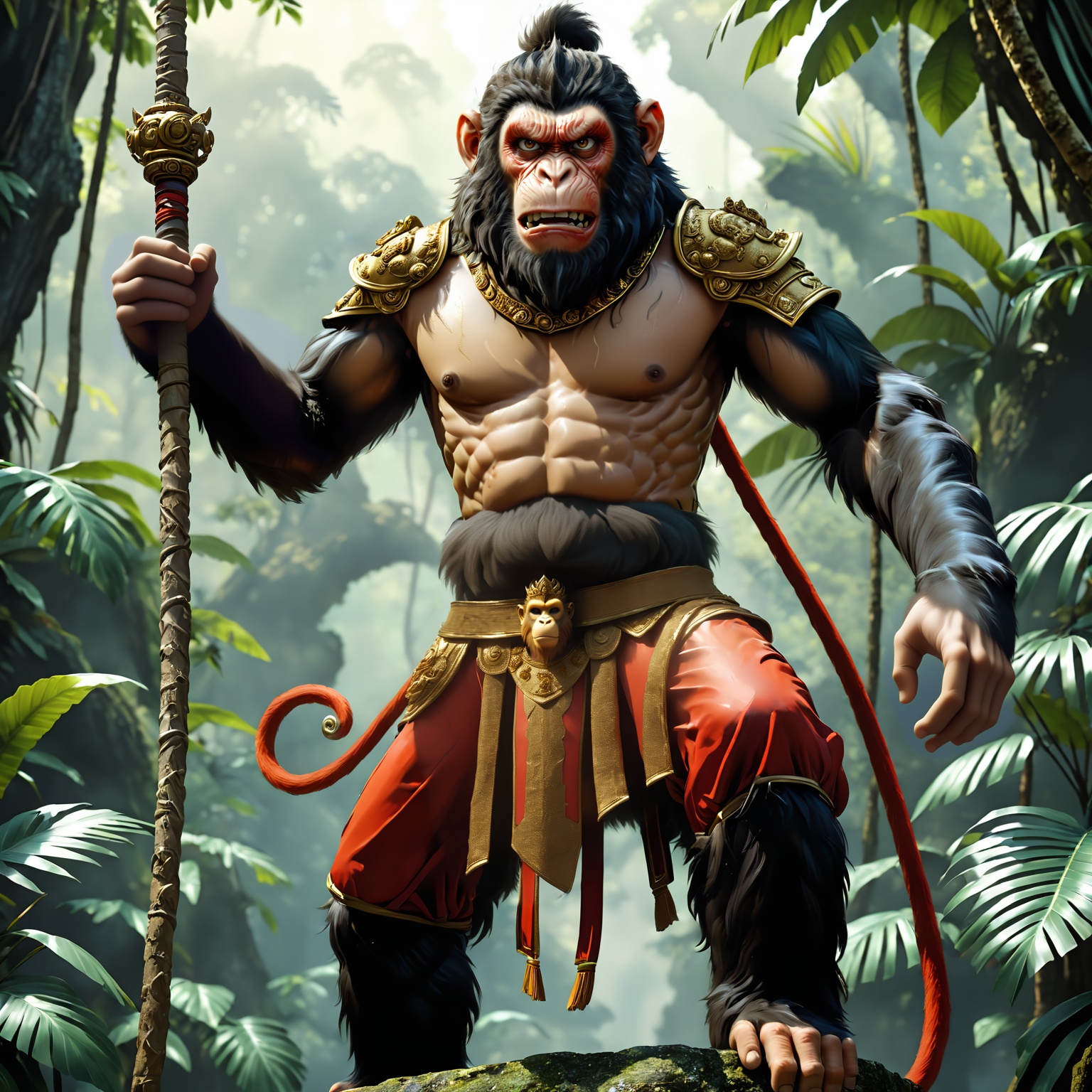 Hyperrealistic art nodf_xl,  high quality,  golden monkey king artifact on Tensor.Art