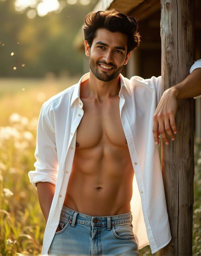 Rohit Khandelwal ,  hairy chests and abs,  multiple pose positions on Tensor.Art