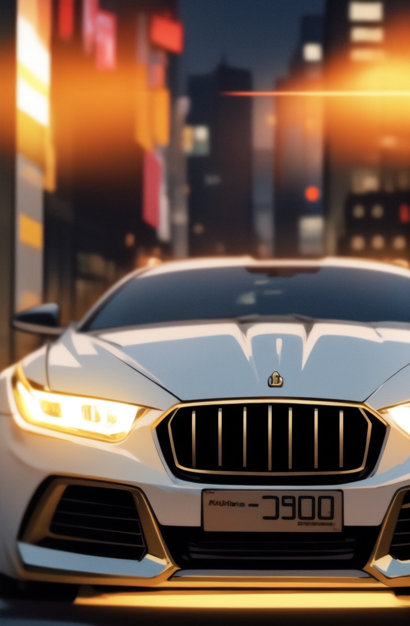 ultra highres,masterpiece,best quality,motor vehicle,bokeh,car,no humans,night,depth of field, skyscraper, 