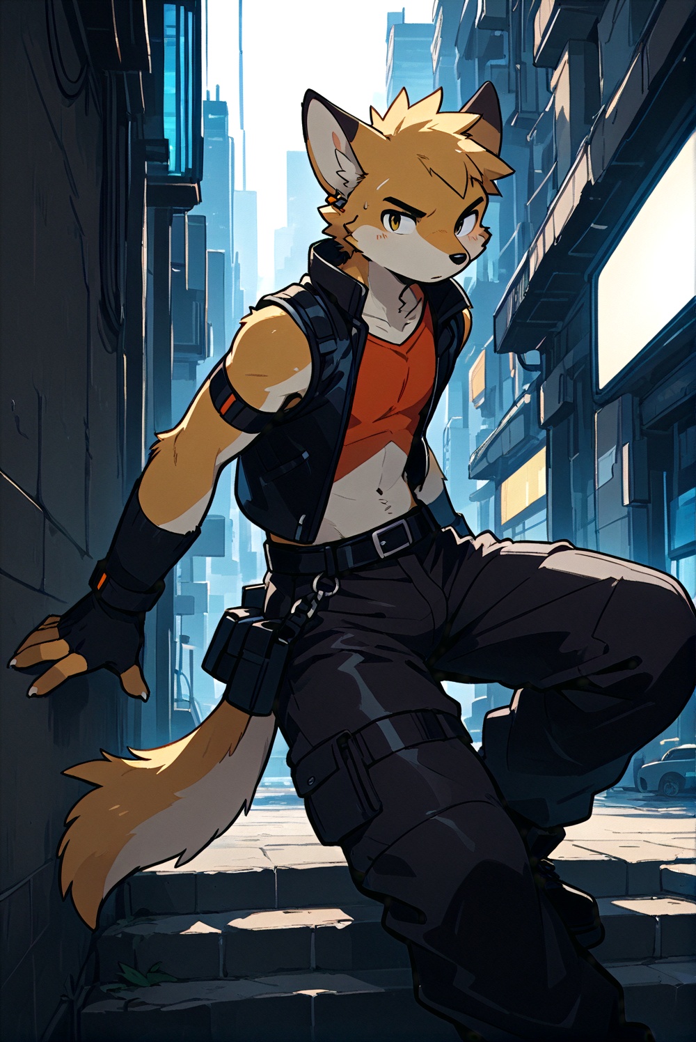 electronic pixel style,furry,1boy,random action,<lora:Electronic pixel style（电影工坊）:0.6>,