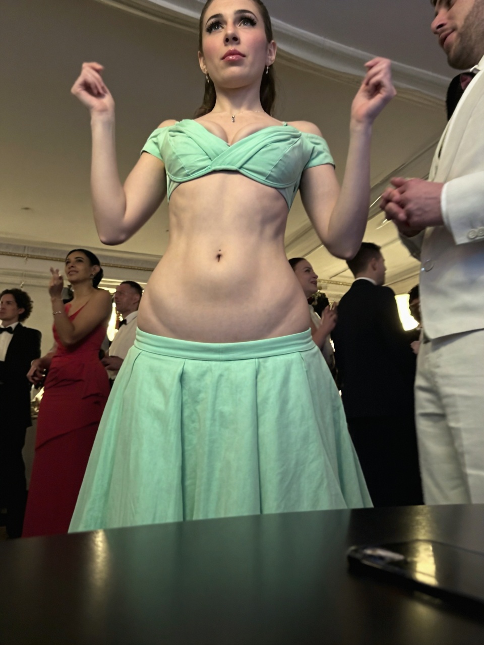 highly-detailed 4k hds candid ******* eye-level photo.A small peitite slim buxom woman is wearing a low_rise,  low-rise,...