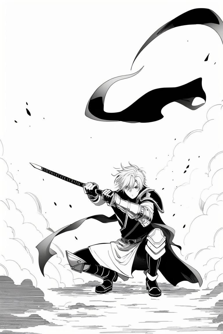 ((HRD, HUD, 8K)),((masterpiece, best quality)), highly detailed,Fight, greyscale, weapon, monochrome, sword, multiple boys, 2boys, armor, headband, shoulder armor, male focus, holding, holding weapon, holding sword, battle, polearm, katana, gloves, japanese armor, pants, eyepatch, cape, boots, sheath, spear, pauldrons, short hair, one knee, <lora:20240514-1715656820714:0.8>
