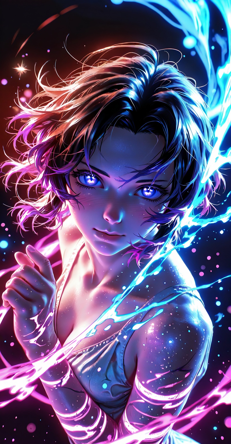 ((Emphasize a blend of anime aesthetics with painterly digital rendering techniques)),  the use of light and shadow create...