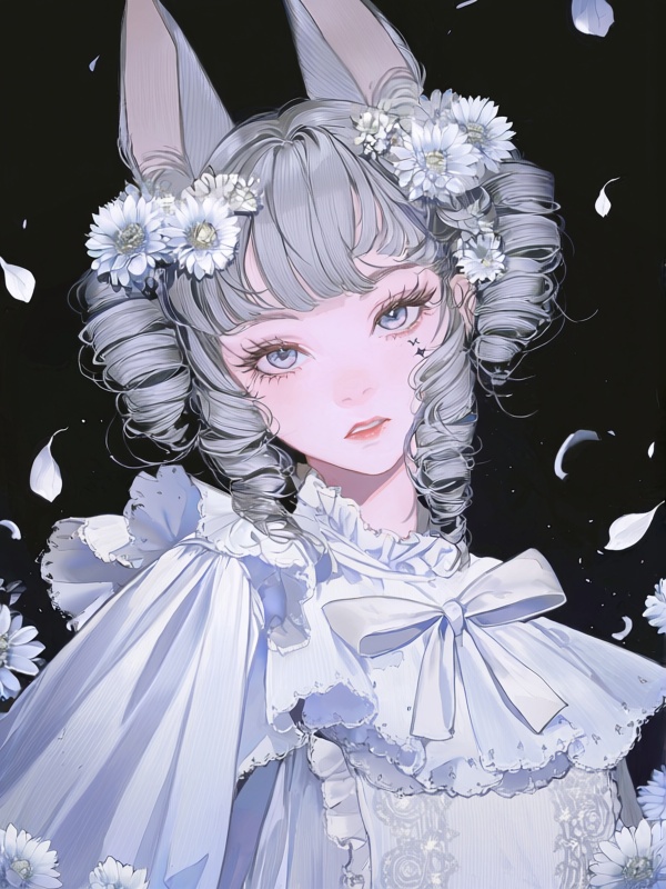 kafk2,  1girl,  moonlit doll princess with silver curls and wide animal ears on Tensor.Art