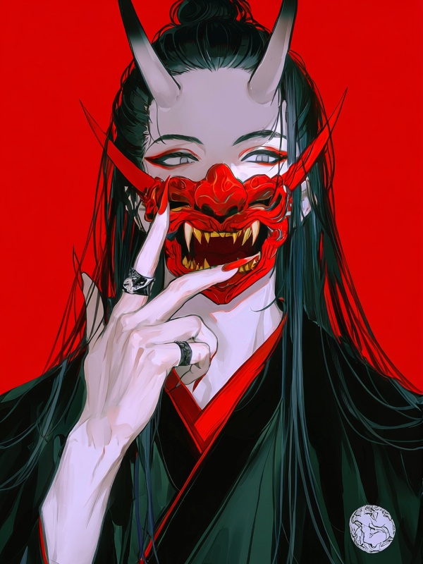 kafk2,  mask,  black_hair on Tensor.Art