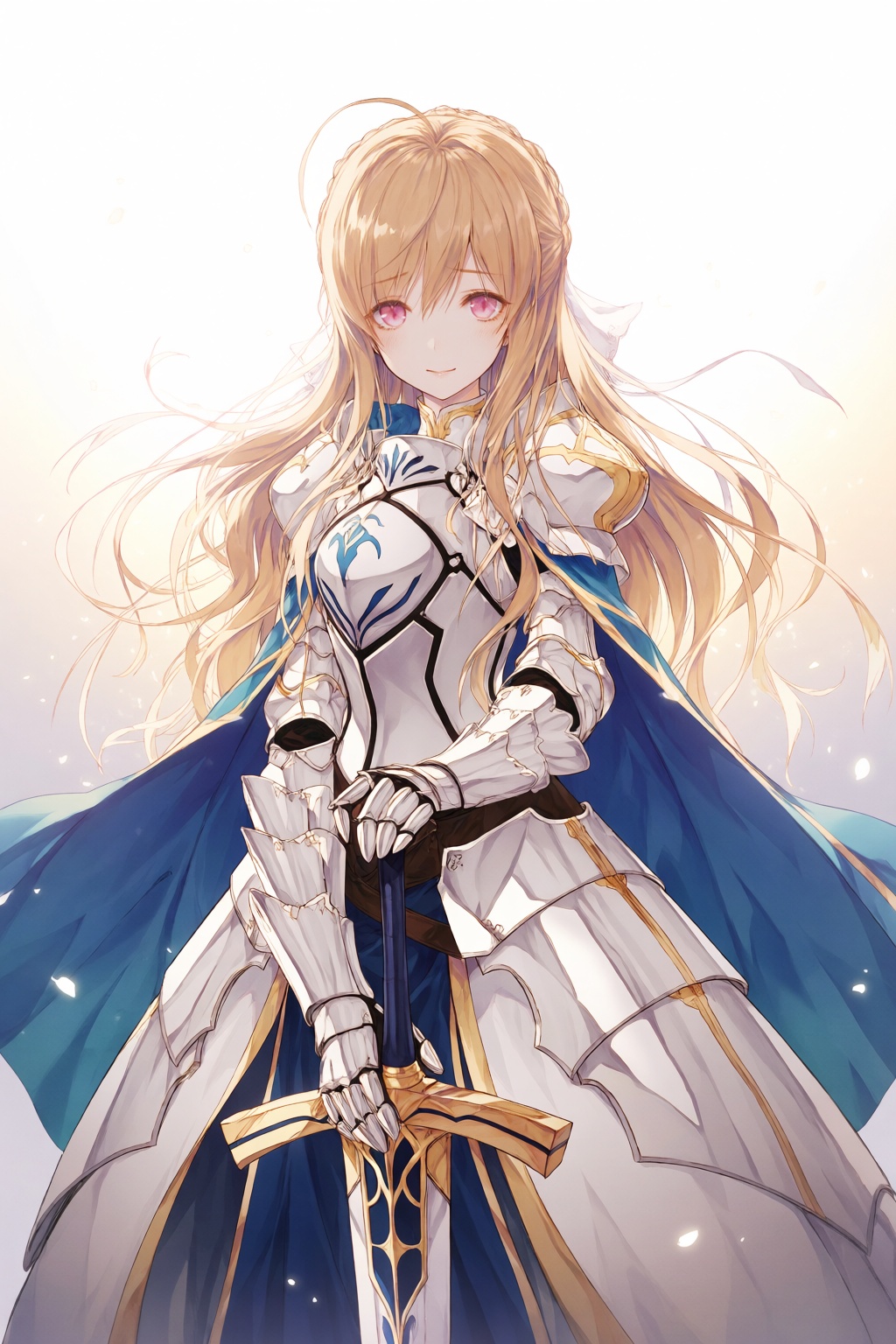wan_ke Digital anime-style artwork featuring a graceful female character with long,  wavy golden-blonde hair and soft pink...