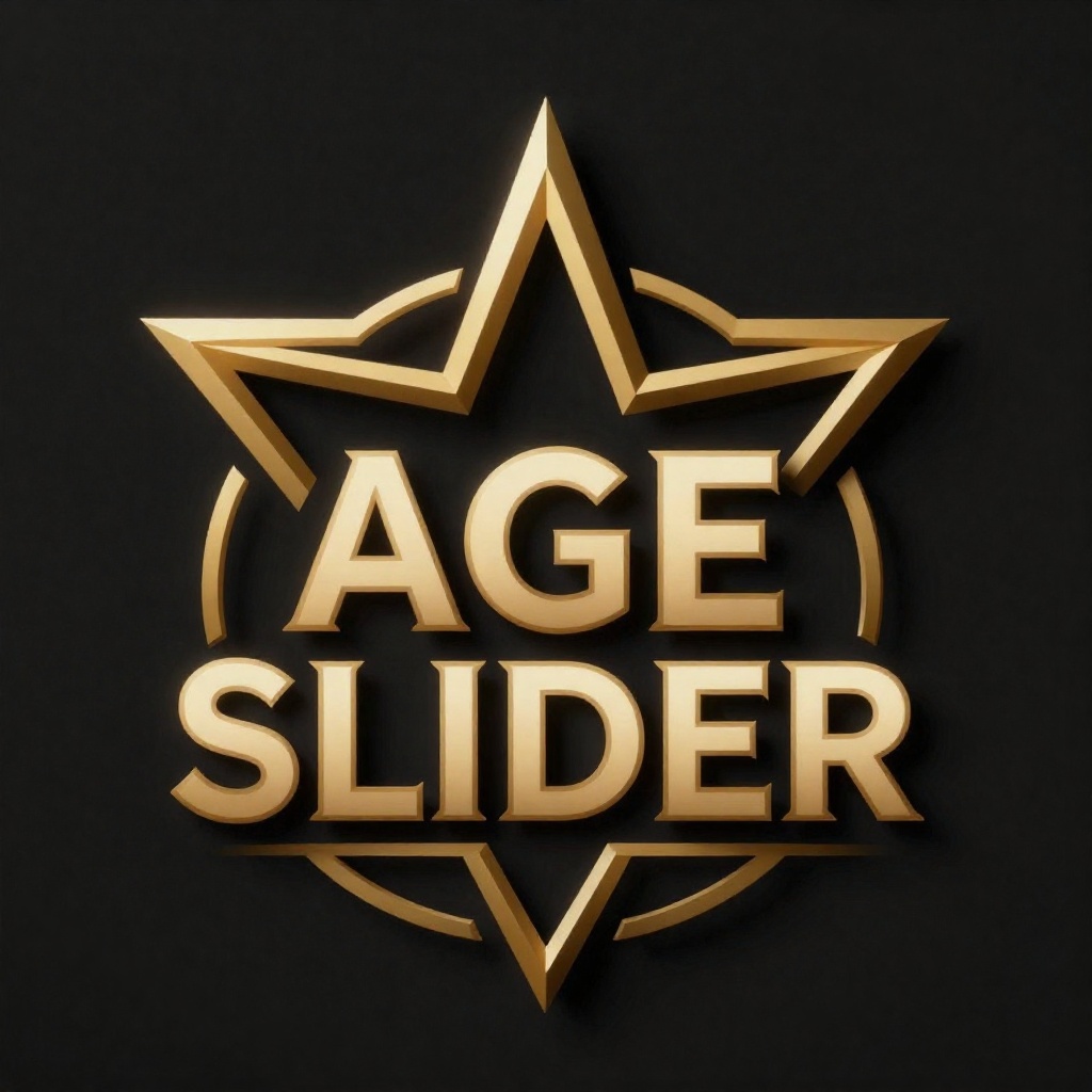 a stylish logo for a company called "AGE SLIDER",  golden,  sharp with intricate details on Tensor.Art