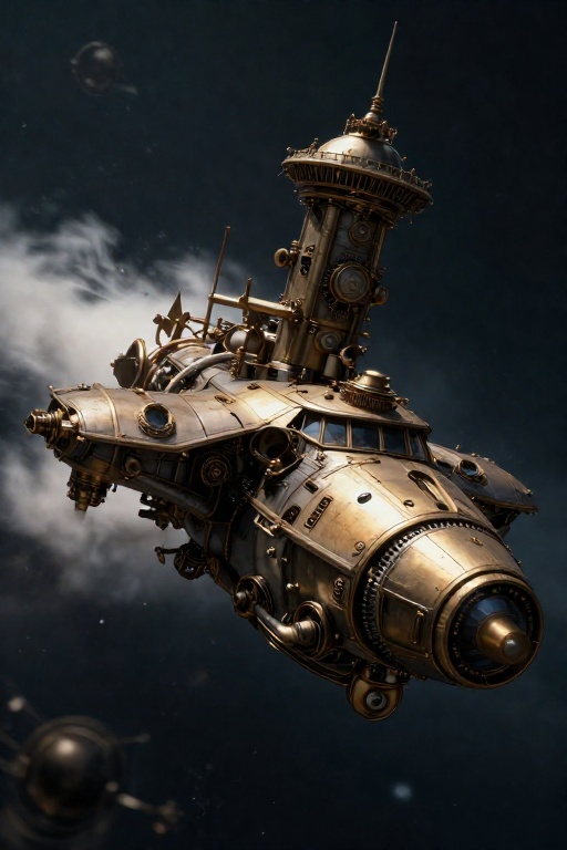 steampunk spaceship,  space,  motion blur on Tensor.Art