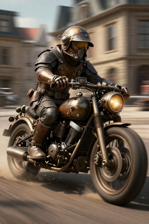 steampunk motorcycle,  motion blur on Tensor.Art