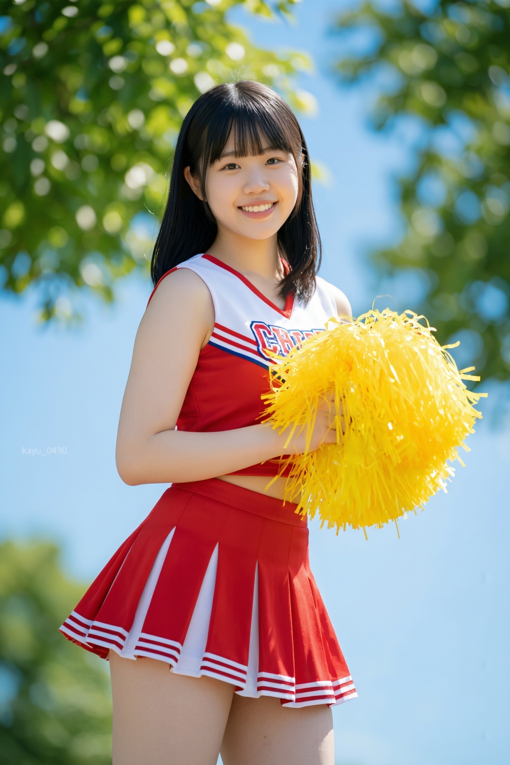 创作一张超写实风格的17歲的东亚女孩照片,  这幅照片中身材傲人的kayu_0430留着黑色中等長髮,  整齊浏海 on Tensor.Art