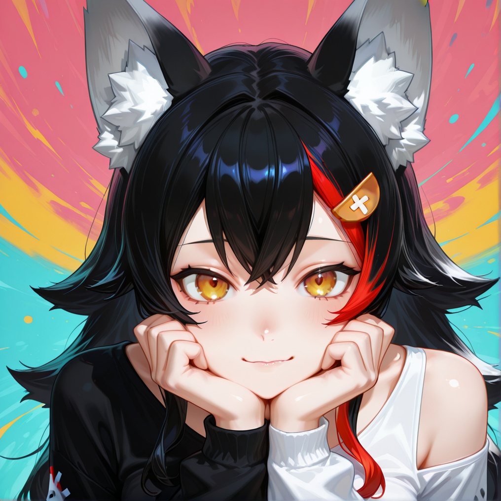 1girl,  ookami mio (hololive),  hairclip on Tensor.Art