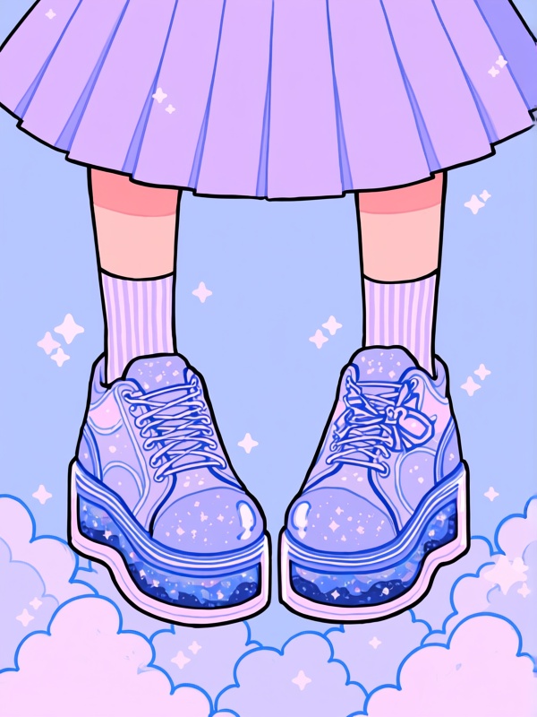 b8b0,  sparkle,  platform shoes with liquid galaxy inside soles on Tensor.Art