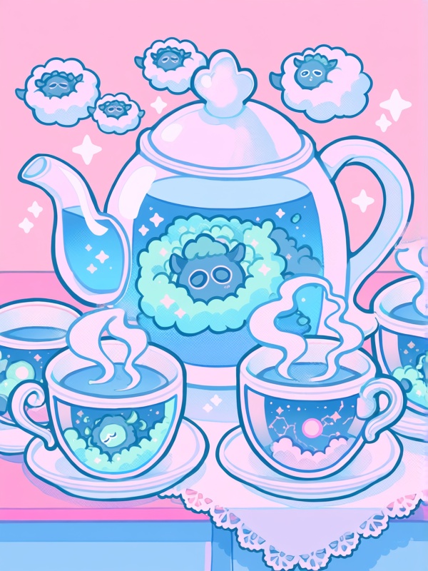 b8b0,  sparkle,  teapot with sleepy face on Tensor.Art