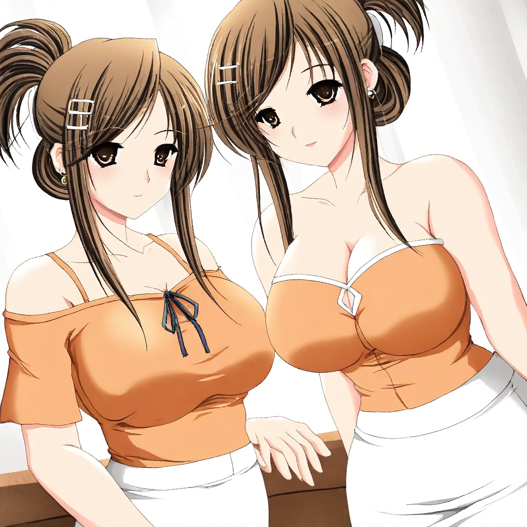 brown hair,  long hair,  folded ponytail on Tensor.Art
