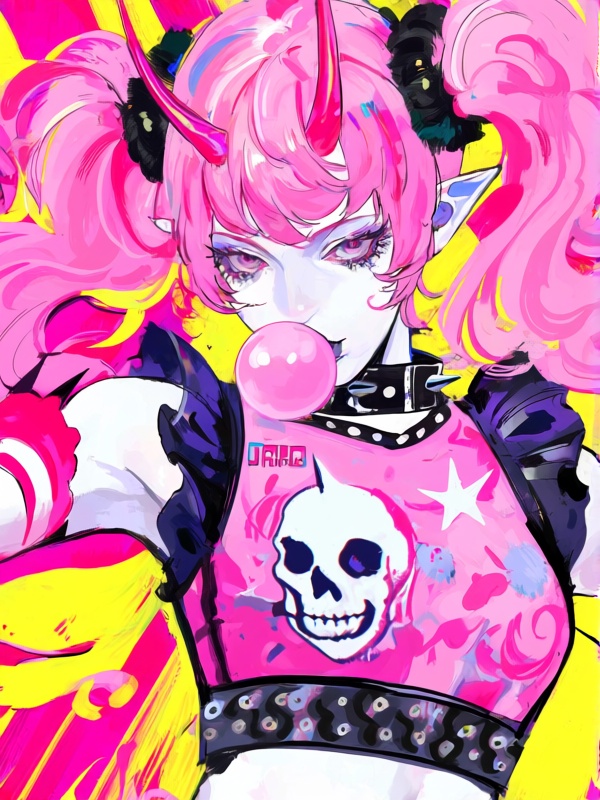 r1xp,  1girl,  bright bubblegum pink hair in twin tails on Tensor.Art