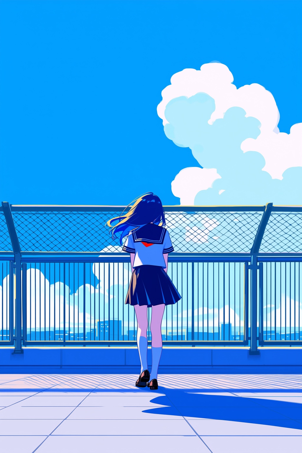 1girl,  solo,  blue hair on Tensor.Art