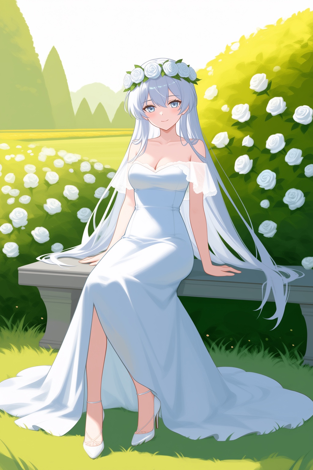 1girl,  solo,  silver hair on Tensor.Art