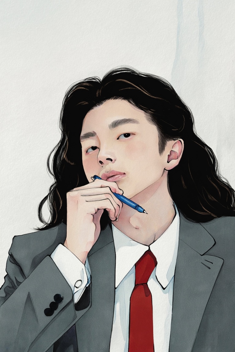 lees,  solo,  long hair on Tensor.Art