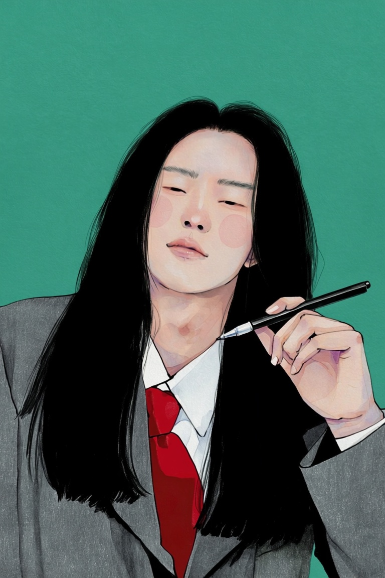 lees,  solo,  long hair on Tensor.Art