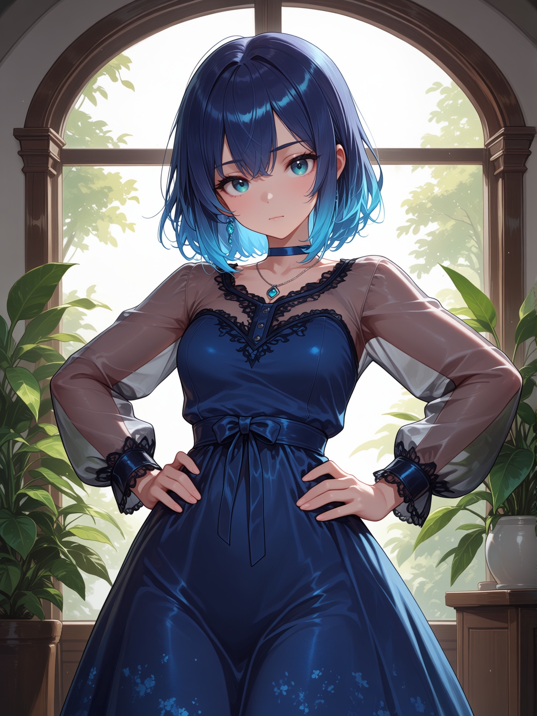 1girl,  solo,  blue hair on Tensor.Art