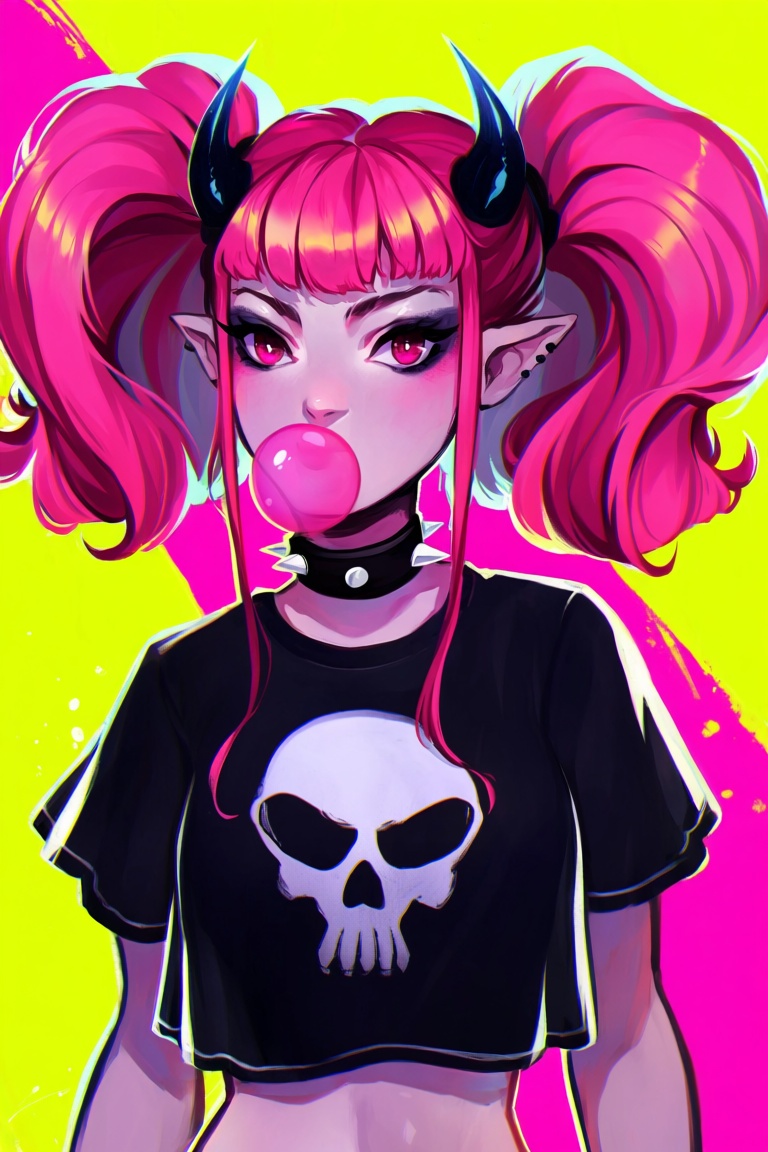 lau1,  1girl,  bright bubblegum pink hair in twin tails on Tensor.Art