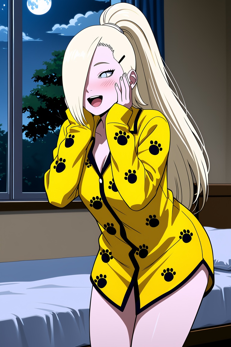 Long platinum-blonde hair,  pulled back into a high,  straight on Tensor.Art