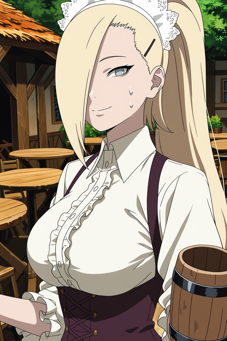 Long platinum-blonde hair,  pulled back into a high,  straight on Tensor.Art
