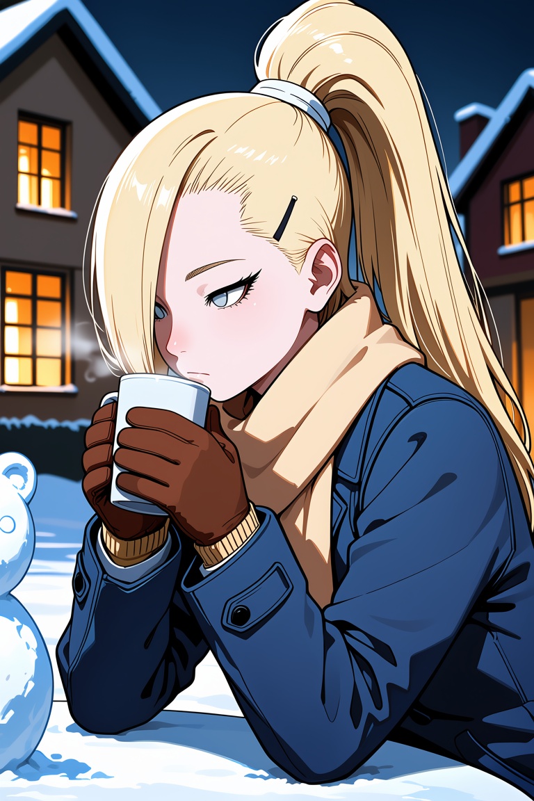Long platinum-blonde hair,  pulled back into a high,  straight on Tensor.Art