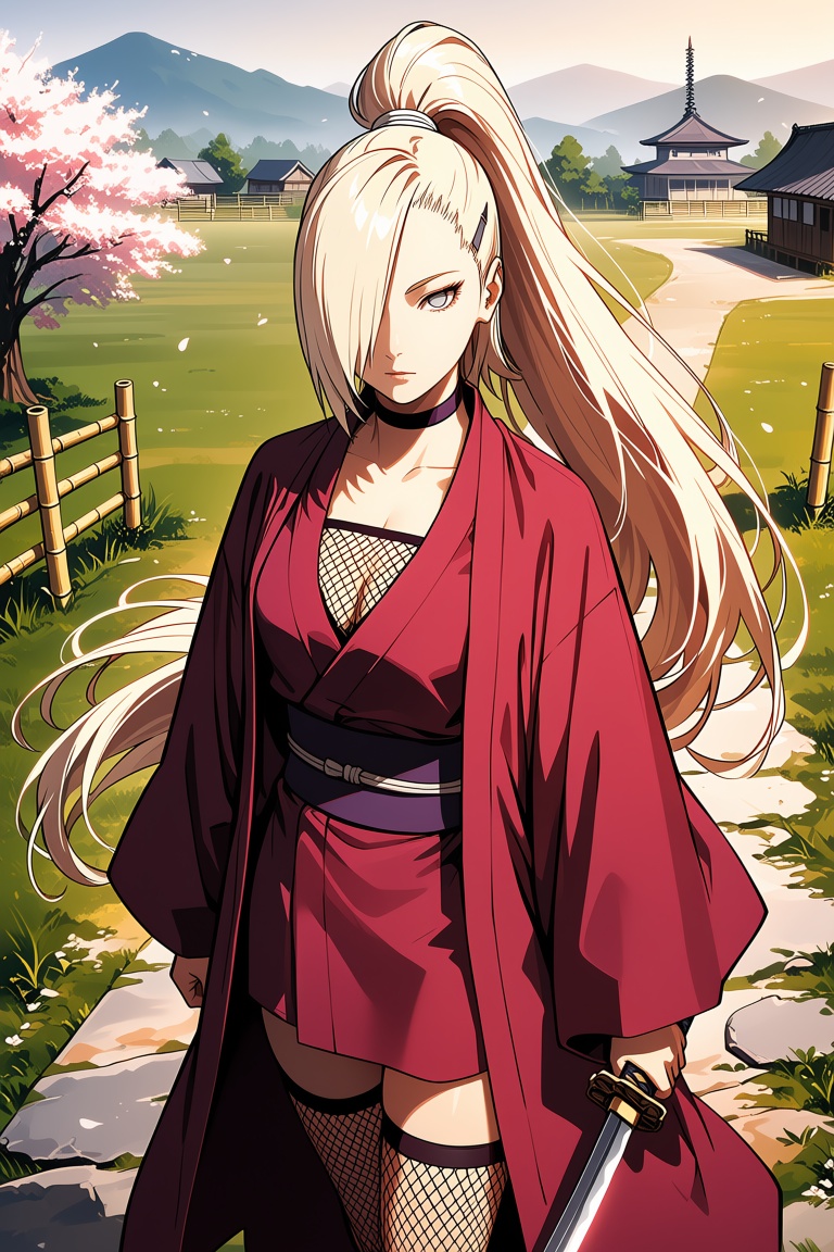 Long platinum-blonde hair,  pulled back into a high,  straight on Tensor.Art