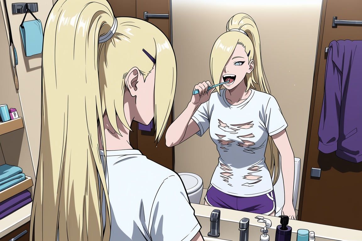 Long platinum-blonde hair,  pulled back into a high,  straight on Tensor.Art