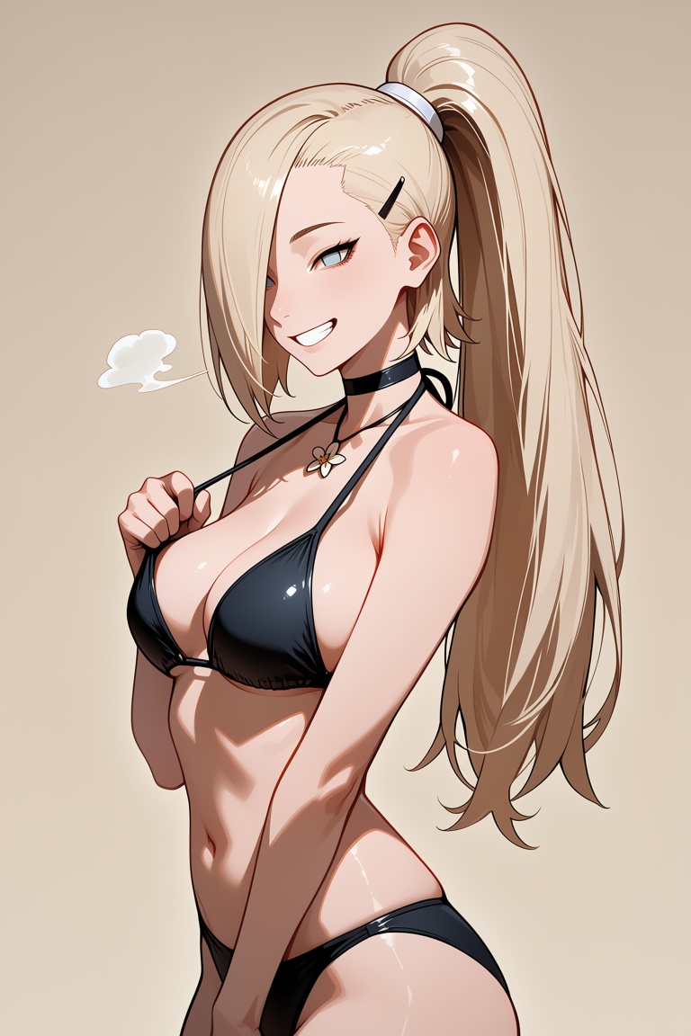 Long platinum-blonde hair,  pulled back into a high,  straight on Tensor.Art