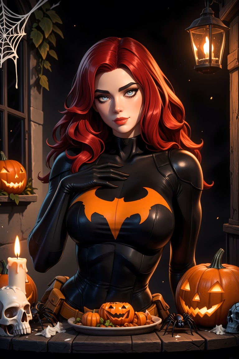 Long,  wavy and very voluminous crimson red hair,  sculpted and defined Caucasian features on Tensor.Art