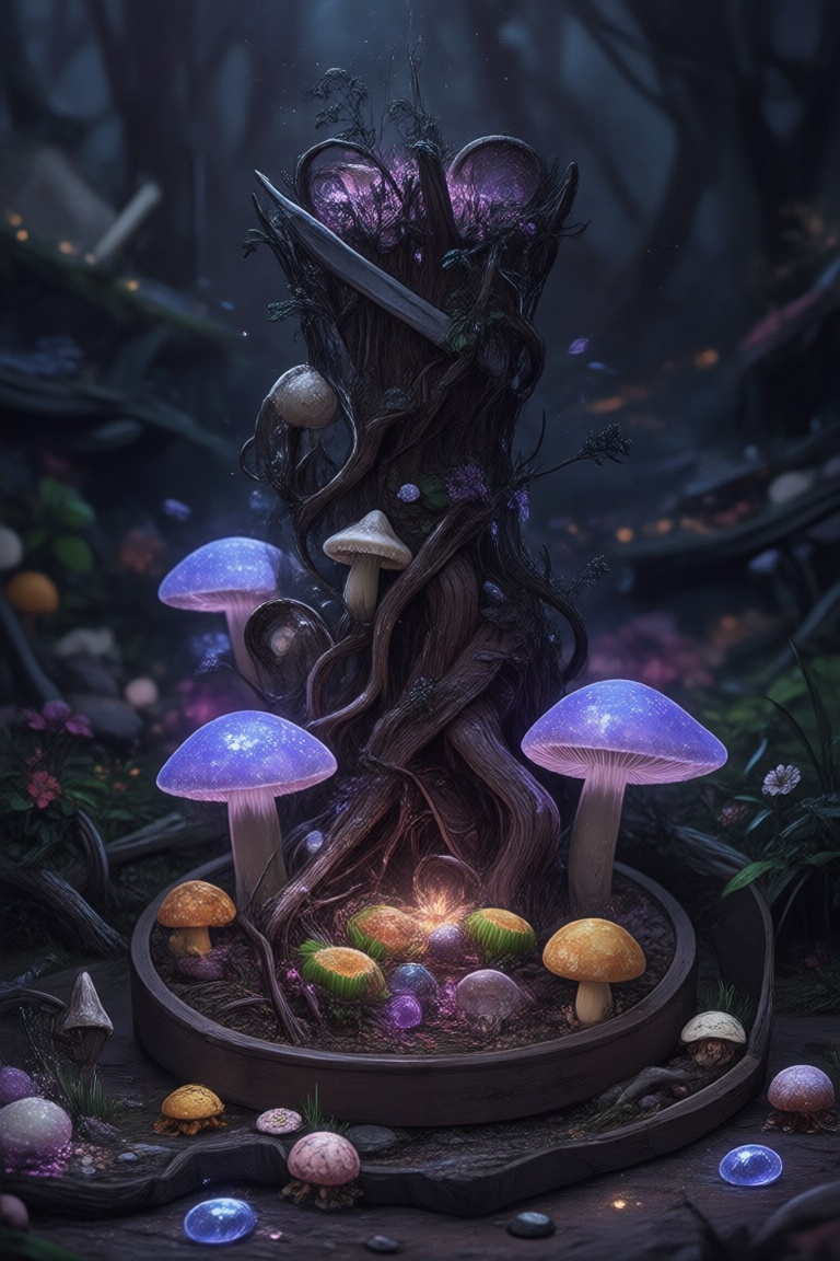 a glowing magical mushroom in the style of chalkdust,  8k,  releasing neon glowing spores on Tensor.Art