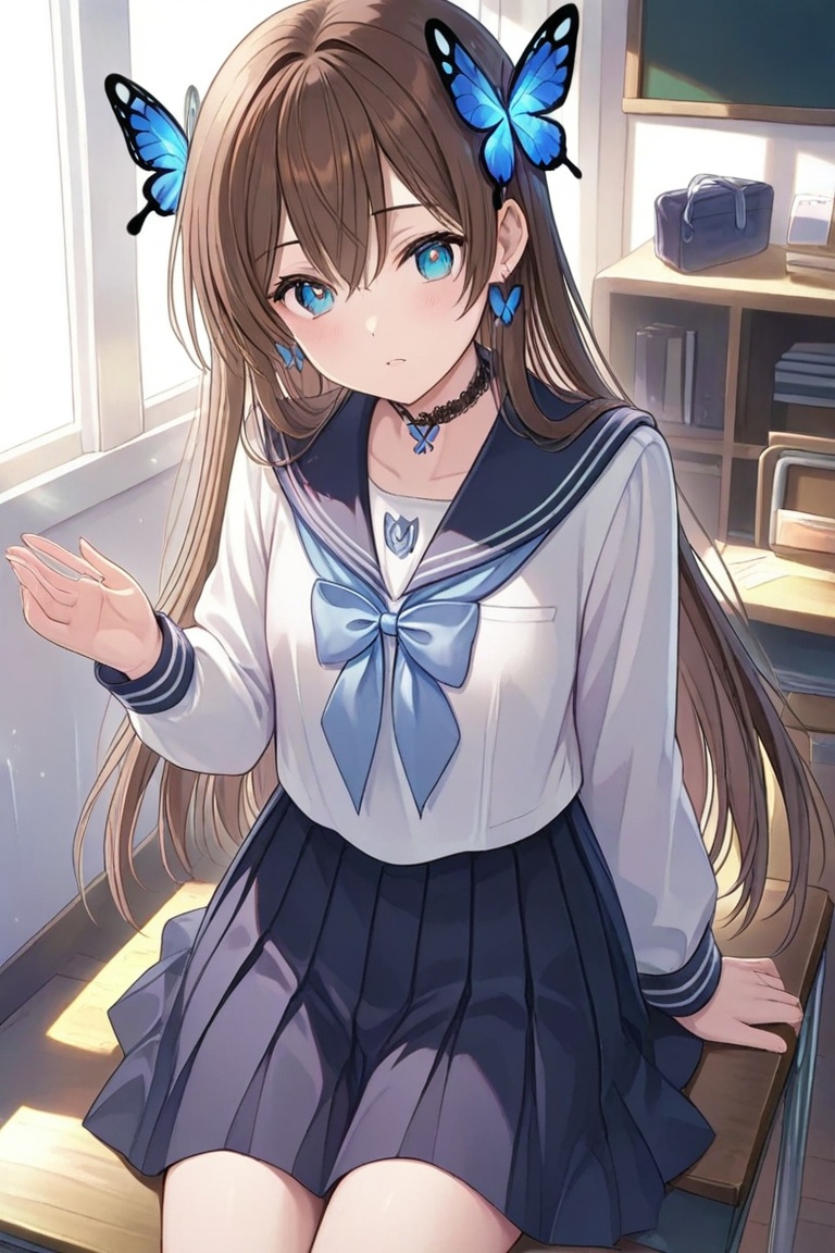 A Cute Cross-Dressing Boy,  Beautiful sailor uniform,  blue and white sailor uniform on Tensor.Art