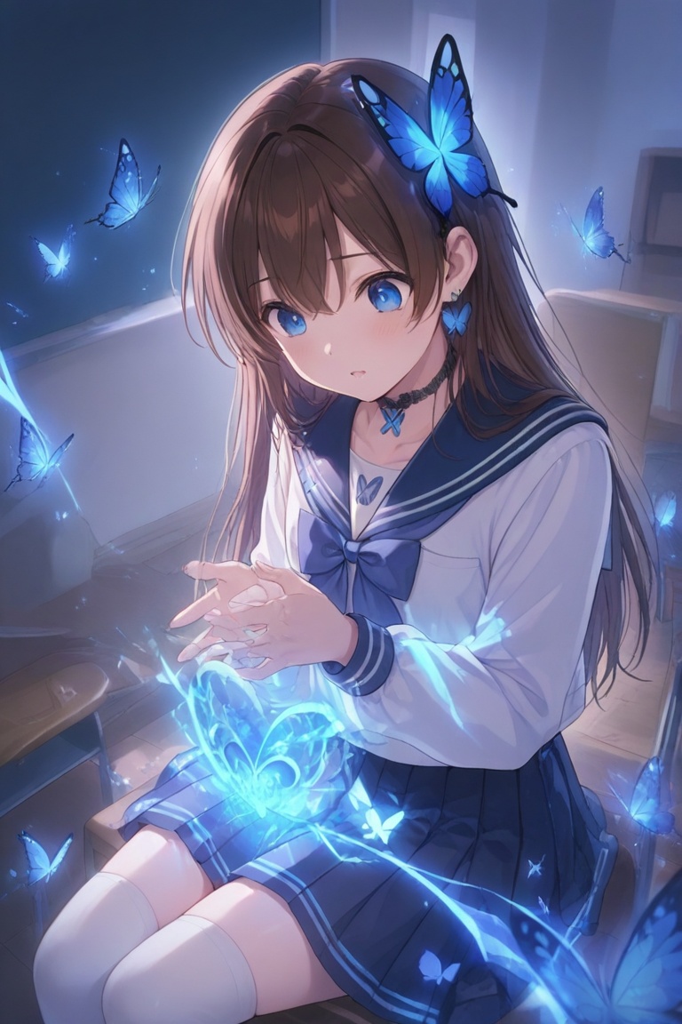 A Cute Cross-Dressing Boy,  Beautiful sailor uniform,  blue and white sailor uniform on Tensor.Art