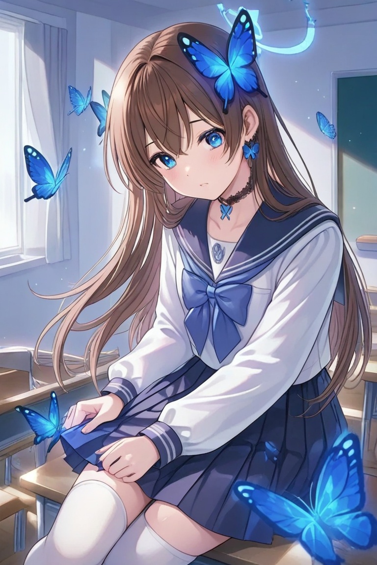 A Cute Cross-Dressing Boy,  Beautiful sailor uniform,  blue and white sailor uniform on Tensor.Art