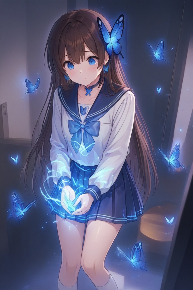 A Cute Cross-Dressing Boy,  Beautiful sailor uniform,  blue and white sailor uniform on Tensor.Art