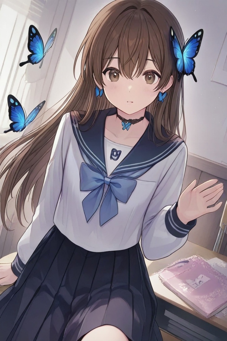 A Cute Cross-Dressing Boy,  Beautiful sailor uniform,  blue and white sailor uniform on Tensor.Art