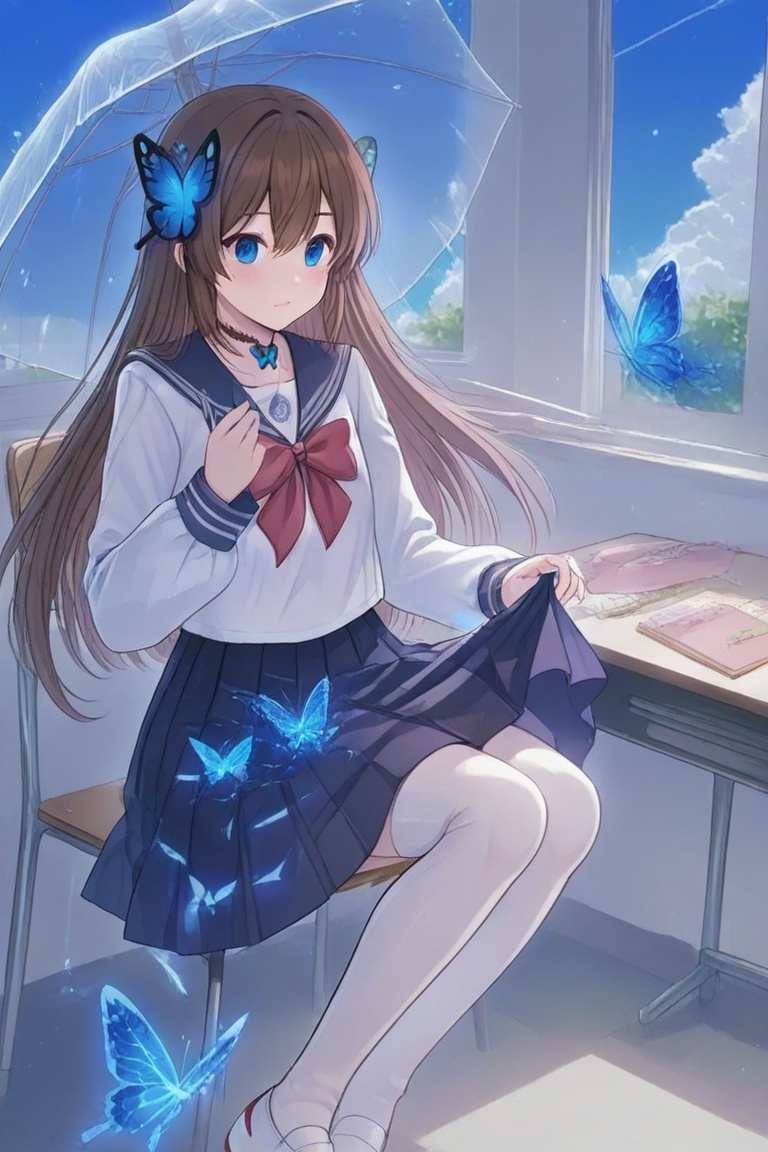 A Cute Cross-Dressing Boy,  Beautiful sailor uniform,  blue and white sailor uniform on Tensor.Art