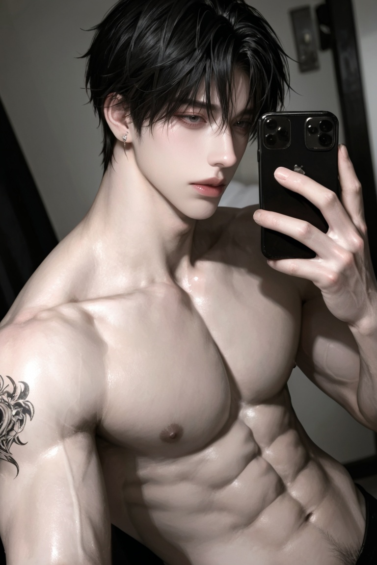 1 man ,  young handsome Asian male,  black messy hair on Tensor.Art